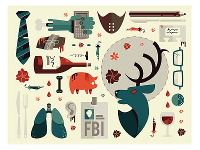 Hannibal Icons - Final...ish fan art fannibal hannibal illustration lungs pig stag