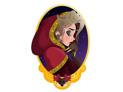 Little Red fairy tale hood illustration red riding