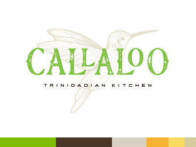 Callaloo Trinidadian Kitchen branding humming bird identity illustration logo mark restaurant typography