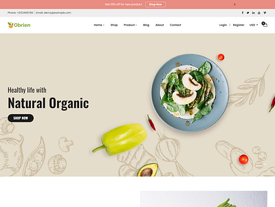 Obrien Organic Food Shopify Theme eco food farm fresh fruits modern natural organic food organic life shopify ecommerce shopify responsive shopify sections shopify template shopify theme vegetable shop vegetable store