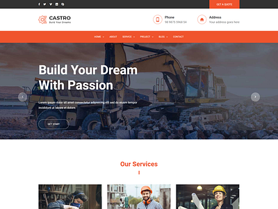 Castro Vue JS Construction Template architecture construction business construction company contractor home design industry interior design plumber vue vue app vue bootstrap4 vue construction vue material vue responsive vue.js template