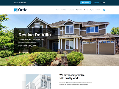 Ortiz Real Estate HTML5 Template apartment broker building construction business clean corporate developer directory listing modern property real estate agent rental search property