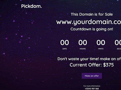Pickdom Domain for Sale HTML Template bootstrap4 clean creative domain domain for sale domain for sale template domain name domain parking domain sale hosting modern one page responsive selling specialty pages