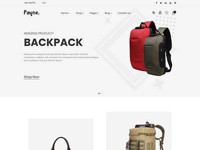 Payne - Backpack eCommerce Shopify Theme 3d animation