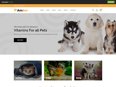 Amber - Pet Care Bootstrap 5 Template cat boarding web template dog daycare bootstrap template pet care bootstrap template pet care website template pet grooming web template