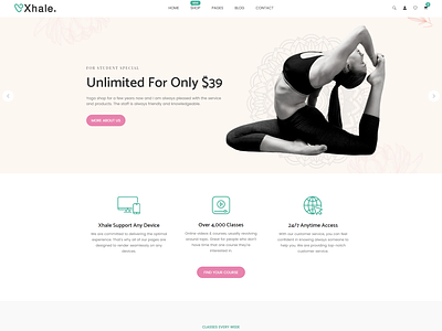 XHALE - Yoga Shopify Theme bootstrap modern responsive shopping yoga studio