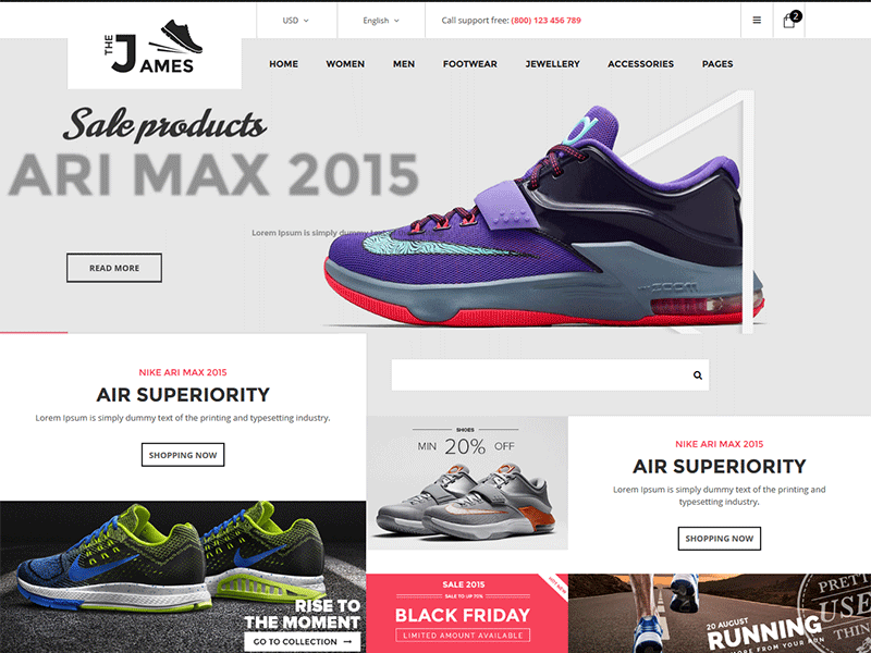 James - Responsive Bootstrap Shoes Store Template by HasThemes on Dribbble
