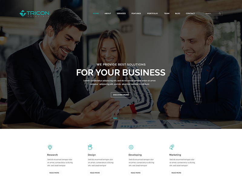 Tricon - Corporate PSD Template by HasThemes on Dribbble