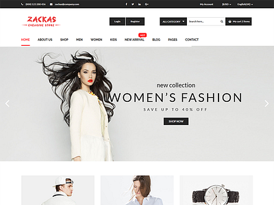 Zackas - eCommerce Fashion Template clothes shop ecommerce fashion fashion shop fashion theme html5 portfolio shoe shop theme shopping