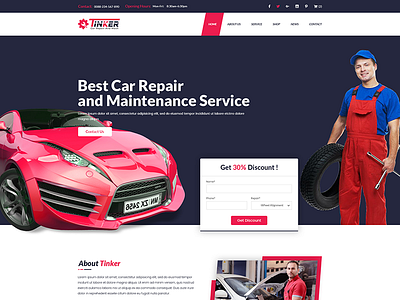 Tinker - Car Repair and eCommerce PSD