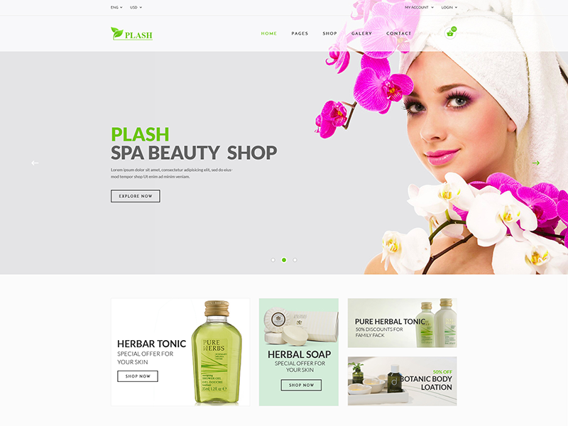 Plash – Spa Beauty Shop Template by HasThemes on Dribbble