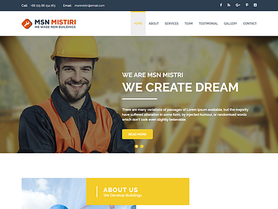 Msn Mistiri – Construction Bootstrap Template construction constructor contractor corporate creative flat design industry modern plumbe