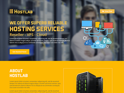 Hostlab – Hosting Landing Page Template html5 landing landing page modern landing pages simple web hosting