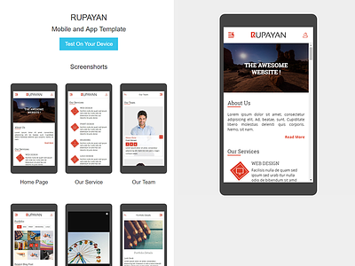 Rupayan – Mobile App HTML Template framework7 ios mobile mobile app mobile web modern multi purpose online app portfolio smartphone