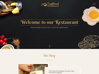 TraditionalFood – Onepage Restaurant PSD Template bar bistro breakfast cafe diner dining food lunch menu one page reservation restaurant