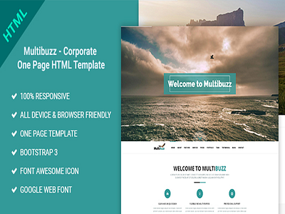 Multibuzz – Corporate One Page HTML Template css3 html5 jquery onepage