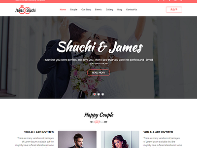 James & Shuchi Wedding HTML Template agency ceremony fancy girly marriage party decorator studio wedding wedding events wedding planner