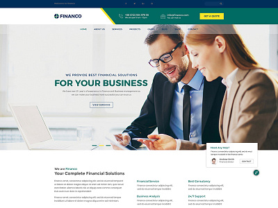 Financo – Finance and Buisness PSD Template accounting bookkeeping consultation consulting corporate finance financial insurance investment pensions service tax help