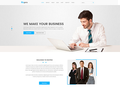 Ricpro - Corporate PSD Template bright business web clean psd clean templates corporate site dark gray green psd template simple design web design website templates