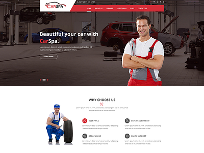 Carspa - Car Wash & Workshop PSD Template auto auto polish auto service auto wash auto wax car dealer car glassing car polish car polishig car repair