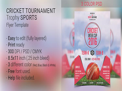 Cricket Tournament Trophy Sports Flyer Template cricket flyer sports flyer