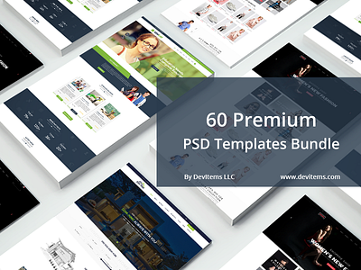 60 Premium PSD Templates Bundle only $39 corporate psd creative ecommerce entertainment event multipurpose non profit personal psd template shopping fasion technology wedding