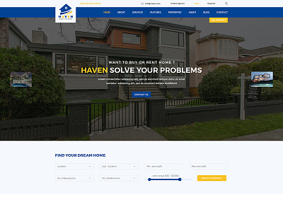 Haven – Real Estate PSD Template $5.00 home real estate real estate psd real estate psd template real estate templates real estate theme residence residence template single property single property template single property theme