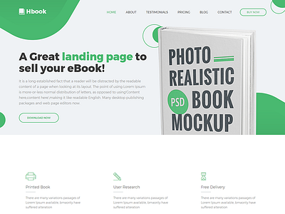 Hbook - Responsive Book Landing Page Template book ebook google maps html5 landing page mailchimp ready marketing one page parallax scrolling sell