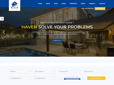 Haven - Real Estate HTMLTemplate apartment broker business developer directory google maps listing map property real estate agent realtor rental