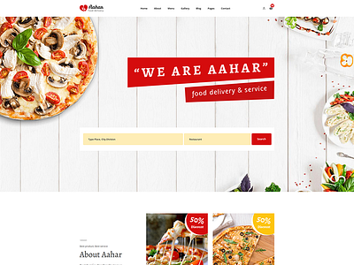 Aahar - Food Delivery Service Bootstrap4 Template blog booking bread and breakfast delivery food holiday hotel reservation resort restaurant room travel