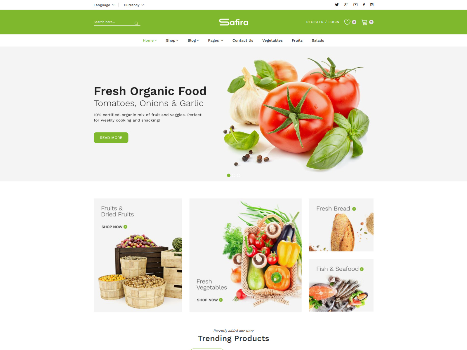 Safira - Organic food HTML Template by HasTech on Dribbble