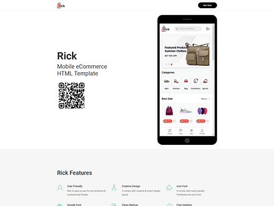Rick – Mobile eCommerce HTML Template bootstrap clean ecommerce fashion ecommerce html5 minimal mobile design mobile ecommerce mobile template mobile website modern responsive responsive html