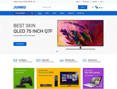 Junko - Electronics eCommerce Shopify Theme accessories agency bootstrap business clean digital ecommerce shopify template electronics furniture gadgets hightech interior modern responsive shopping tech technology