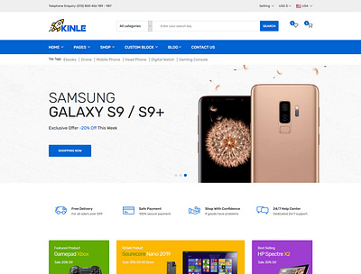 Kinle - Responsive eCommerce HTML Template accessories bootstrap clean digital digital products ecommerce electronic html electronics electronics parts electronics shop gadgets html5 modern products responsive store