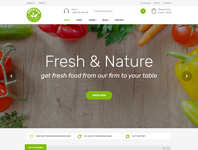 Greenfarm Organic Food Shop HTML Template agriculture bootstrap4 eco food food fresh fruit grocery modern natural nature organic products responsive shopping ecommerce