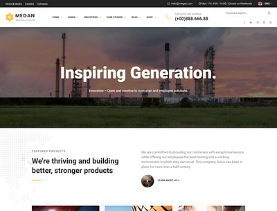 Megan Industrial Manufacturing Businesses HTML Template agency html5 bootstrap4 construction html engineering factory industrial industry shop manufacturer html manufacturing company modern plastic textile industry water industry