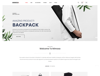 Mimosa Fashion eCommerce Template accessories store bag store clean clothing fashion luxury fashion store kids fashion men fashion minimal minimalist modern shopping sunglasses