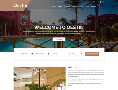 Oestin Hotel Resort HTML Template accommodation booking clean hotel hotel booking hotel reservation online booking resort responsive restaurant tour tourism travel