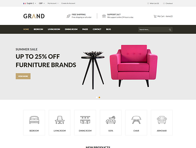 Grand Furniture HTML Template bathroom furniture bed store clean decoration furnicom furniture furniture company furniture design furniture ecommerce template furniture store interior design kitchen furniture luxury furniture modern office furniture