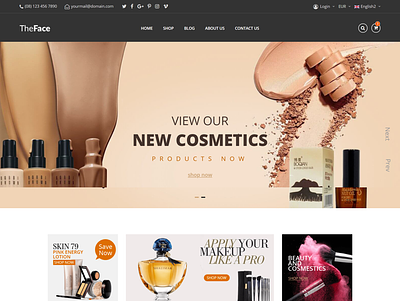 Beauty Cosmetics Store HTML Template TheFace beauty beauty shop beauty spa clean cosmetics fashion html5 template makeup perfume products responsive skincare