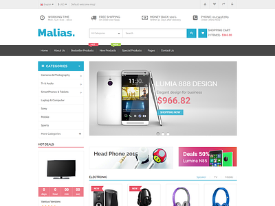 Malias - Electronics Shop eCommerce HTML Template bootstrap website template digital products template ecommerce html template electronics shop html template modern html technology modern responsive website responsive ecommerce template responsive html template