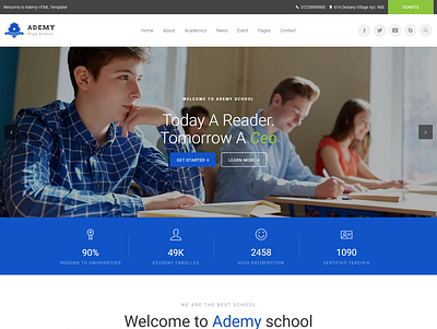 Ademy – Education HTML Template bootstrap study html template e learning html template education html template educational institute template educational website template online course web template online school web template