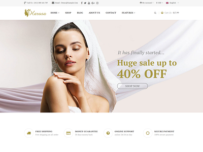 Harosa - Cosmetics and Beauty eCommerce Bootstrap4 Template responsive beauty html template
