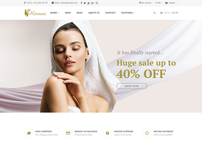 Harosa - Cosmetics and Beauty eCommerce Bootstrap4 Template