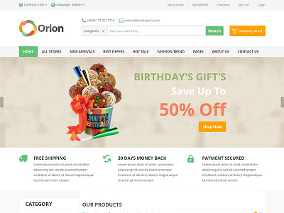 Orion - Mega Shop Bootstrap Template