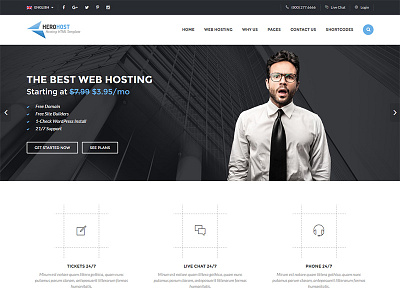 HeroHost - Web Hosting HTML5 Template cloud dedicated servers hosting hosting plans pricing table responsive shared hosting