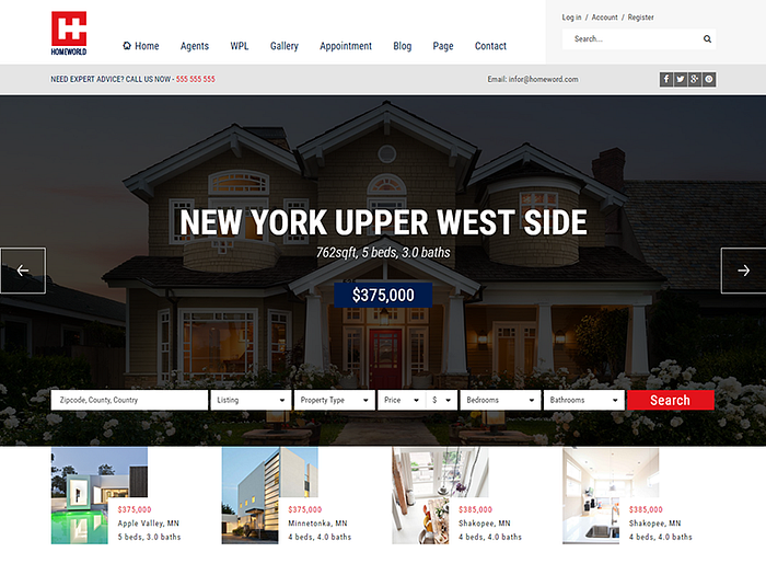 Homeworld Responsive Real Estate HTML5 Template by HasTech on Dribbble