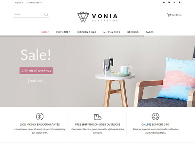 Vonia - Furniture Bootstrap Template 