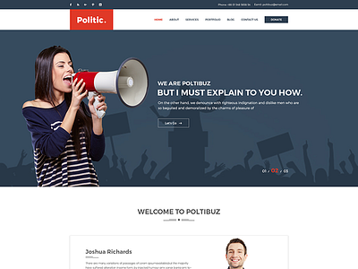 Politic – Political HTML Template campaign candidate donation election events jury political politician politics republican selections vote