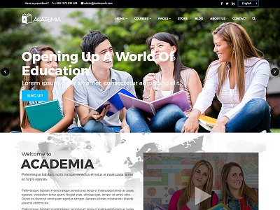Academia - Education Bootstrap Template classes clean course management education event forums lessons parallax studying teaching tutoring